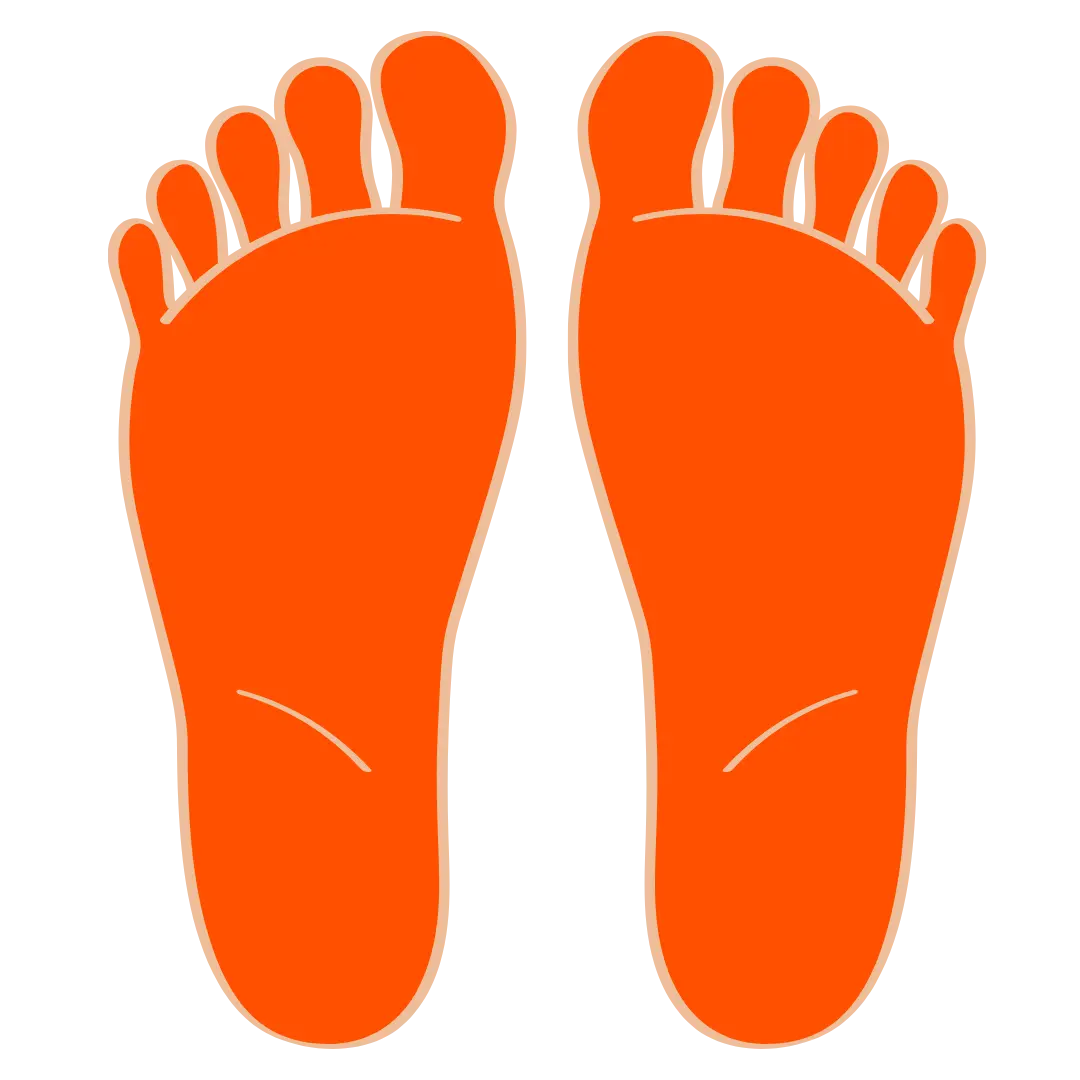 An icon showing two feet with natural structure from wearing Tingle Toes toe spacers.